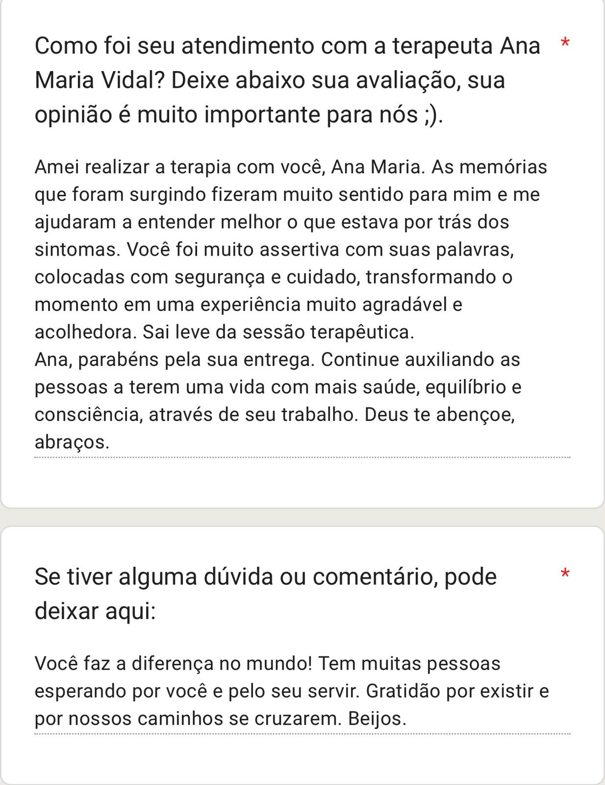 Depoimento de paciente sobre a terapia 7Healings