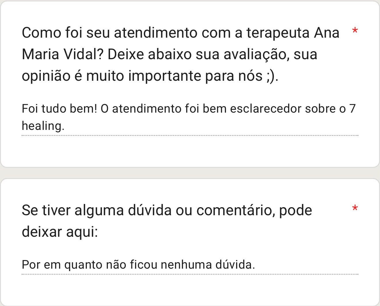 Depoimento de paciente sobre a terapia 7Healings